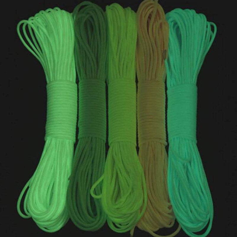 UOOOM 5 Colors x 10 Feet Luminous Paracord Bracelet Cord 4mm Glow in The Dark 9 Strands Parachute Rope Outdoor Survival Rope for DIY Hand Woven Paracord Lanyard Keychain - Image 3